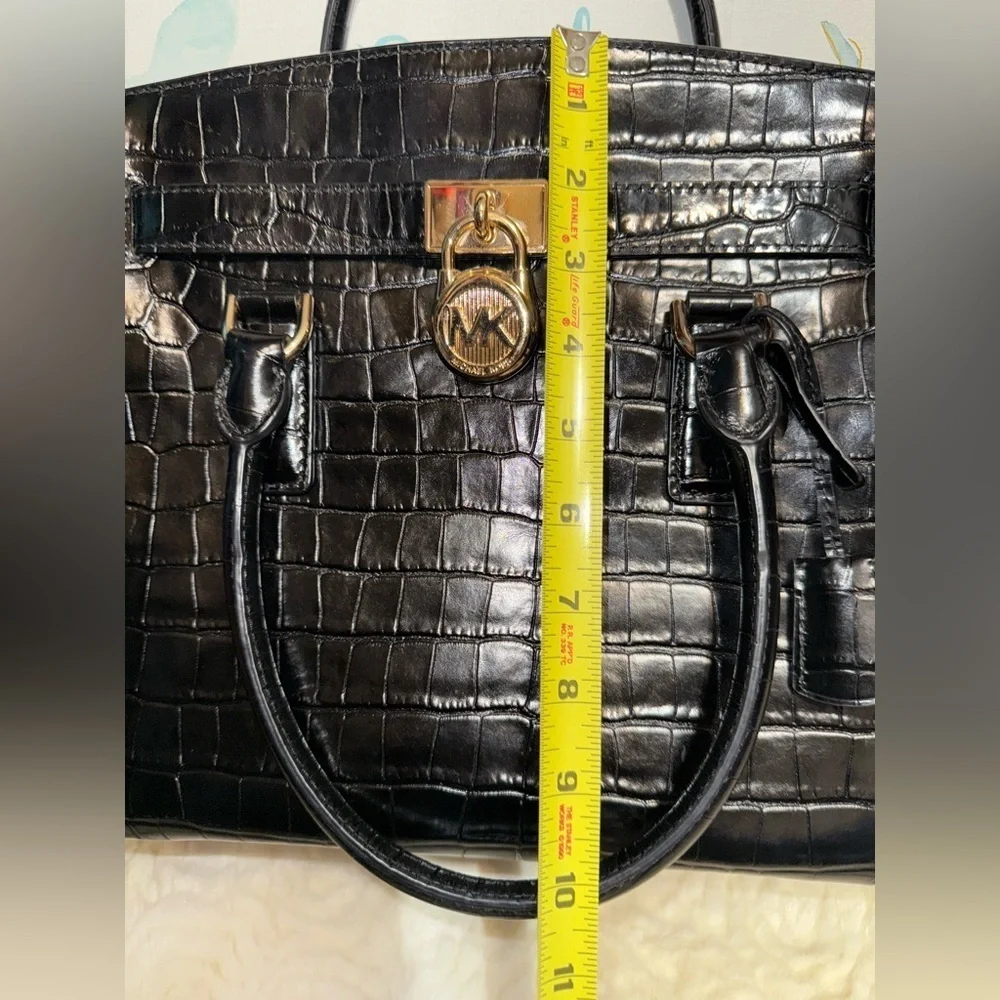 Michael Kors Hamilton Crocodile-Embossed Satchel